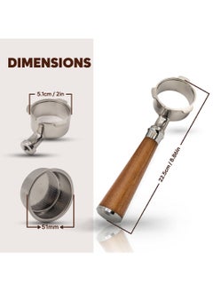 TEGRILO 51mm Bottomless Portafilter for Homix Edoolffe Saachi Geepas, Ariete Coffee Machines with Stainless Steel Replacement Filter Basket and Rosewood Handle  - Image 3
