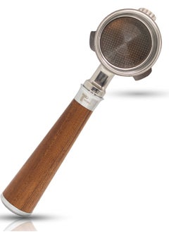 TEGRILO 51mm Bottomless Portafilter for Homix Edoolffe Saachi Geepas, Ariete Coffee Machines with Stainless Steel Replacement Filter Basket and Rosewood Handle  - Image 1