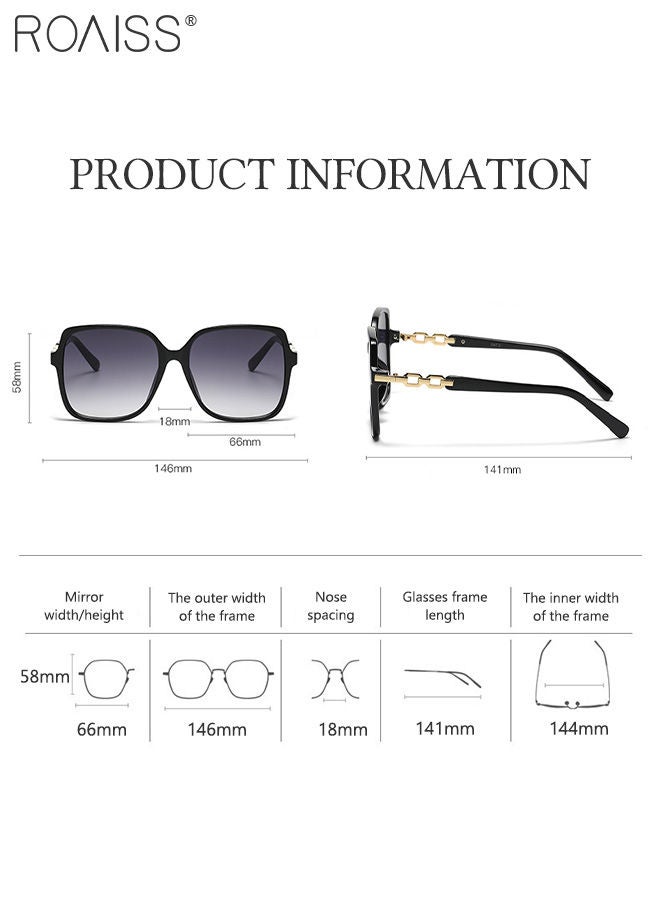 رويس نظارة شمسية مربعة للنساء، نظارة الشمس الواقية من الأشعة فوق البنفسجية 400 مع معابد أنيقة، ظلال شمسية عصرية كبيرة الحجم مضادة للوهج مع حافظة النظارة، 66 مم - Image 3