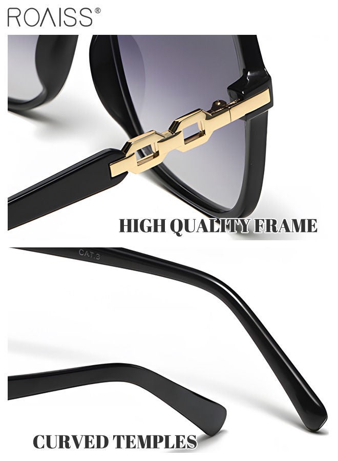 رويس نظارة شمسية مربعة للنساء، نظارة الشمس الواقية من الأشعة فوق البنفسجية 400 مع معابد أنيقة، ظلال شمسية عصرية كبيرة الحجم مضادة للوهج مع حافظة النظارة، 66 مم - Image 5