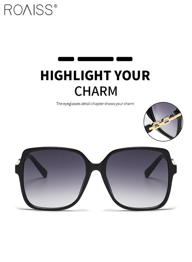 رويس نظارة شمسية مربعة للنساء، نظارة الشمس الواقية من الأشعة فوق البنفسجية 400 مع معابد أنيقة، ظلال شمسية عصرية كبيرة الحجم مضادة للوهج مع حافظة النظارة، 66 مم - Image 4
