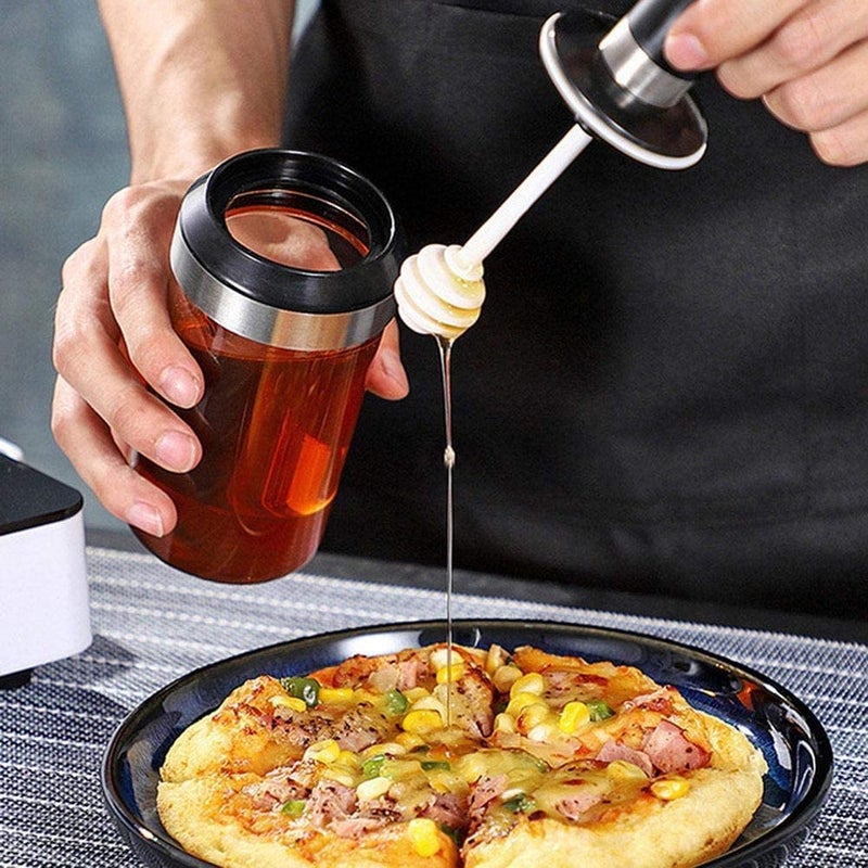 JHEPCOIN 250 Ml Honey Storage Glass Container with Dipper Spoon for Kitchen Honey Jar Bottle - Image 2