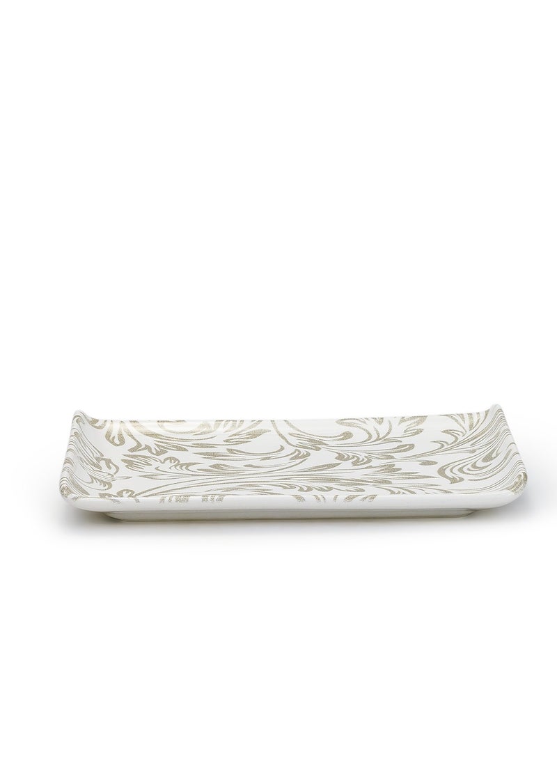 EDESSA Edessa Elana Ceramic Rectangle Serving Plate (White, 12.5 x 24cm, Set of 1)  - Image 1