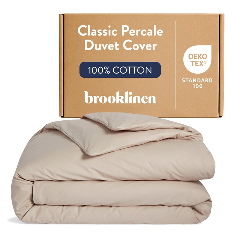 Brooklinen Luxury Percale Duvet Cover  100 Cotton Cool Crisp ExtraLong Corner Ties Button Closure Soft  Breathable  Machine Washable Duvet Cover KingCalifornia King Bed Sizes Pebble