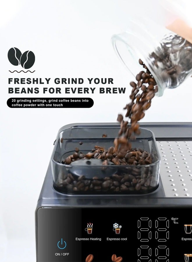 DSP All-in-One Espresso Machine with Grinder & Milk Frother, 20-Bar Automatic Coffee Maker, 1350W/2.6L Cappuccino/Latte/Espresso/ Coffee Machine with Touchscreen,Single/Double Shot Brew, Coffee Maker for Home and Office,KA3146 - Image 2