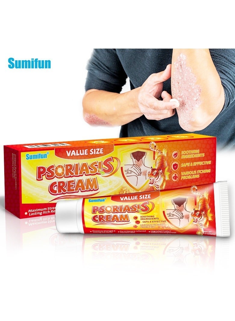 Sumifun كريم الصدفية، كريم سعفة الجلد، كريمات الصدفية العشبية الصينية الطبيعية، تعمل بشكل فعال على قمع الصدفية والحكة الجلدية من خلال - Image 1