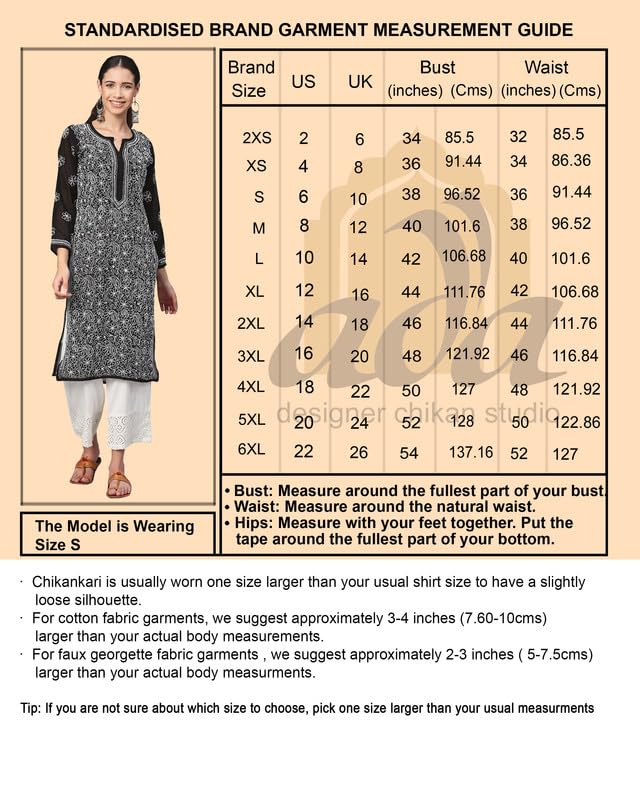 Ada Hand Embroidered Lucknowi Chikankari Kota Doria Flared Anarkali A-Line Kurta Kurti for Women A411120 White (L) - Image 3