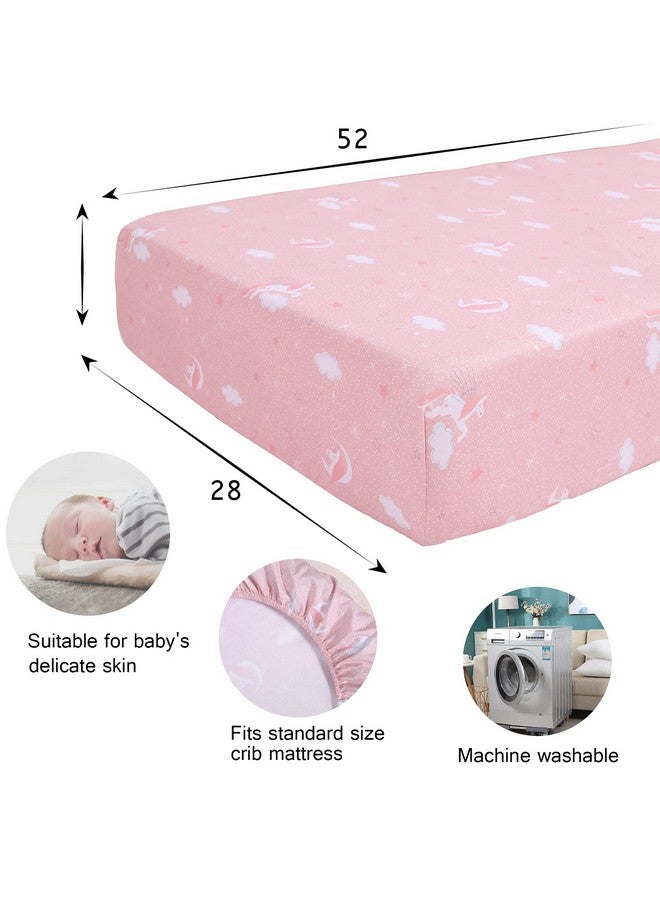 UOMNY Crib Bedding Set for Girls - Pink Baby Nursery Sets 3 Pieces Quilt Comforter Fitted Sheet Toddler Pillowcase Soft Star - Image 3