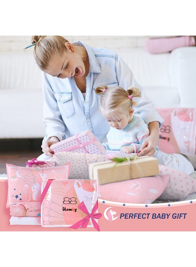 UOMNY Crib Bedding Set for Girls - Pink Baby Nursery Sets 3 Pieces Quilt Comforter Fitted Sheet Toddler Pillowcase Soft Star - Image 5