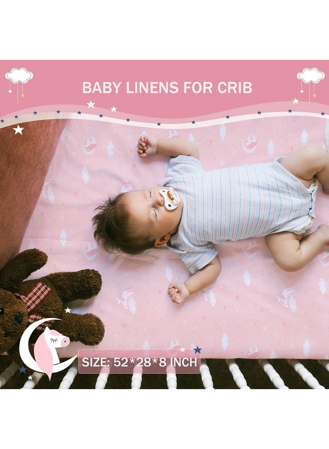 UOMNY Crib Bedding Set for Girls - Pink Baby Nursery Sets 3 Pieces Quilt Comforter Fitted Sheet Toddler Pillowcase Soft Star - Image 4
