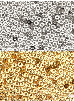 SYOSI 1500 Pieces 6mm Flat Round Spacer Beads, Smooth Bead Making Beads Jewelry Craft Supplies for DIY Bracelets Necklaces Earrings Etc. (gold, Silver)  - Image 1