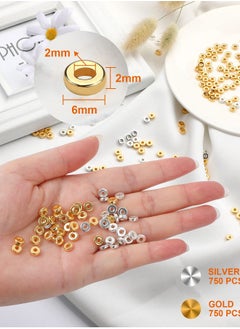 SYOSI 1500 Pieces 6mm Flat Round Spacer Beads, Smooth Bead Making Beads Jewelry Craft Supplies for DIY Bracelets Necklaces Earrings Etc. (gold, Silver)  - Image 2