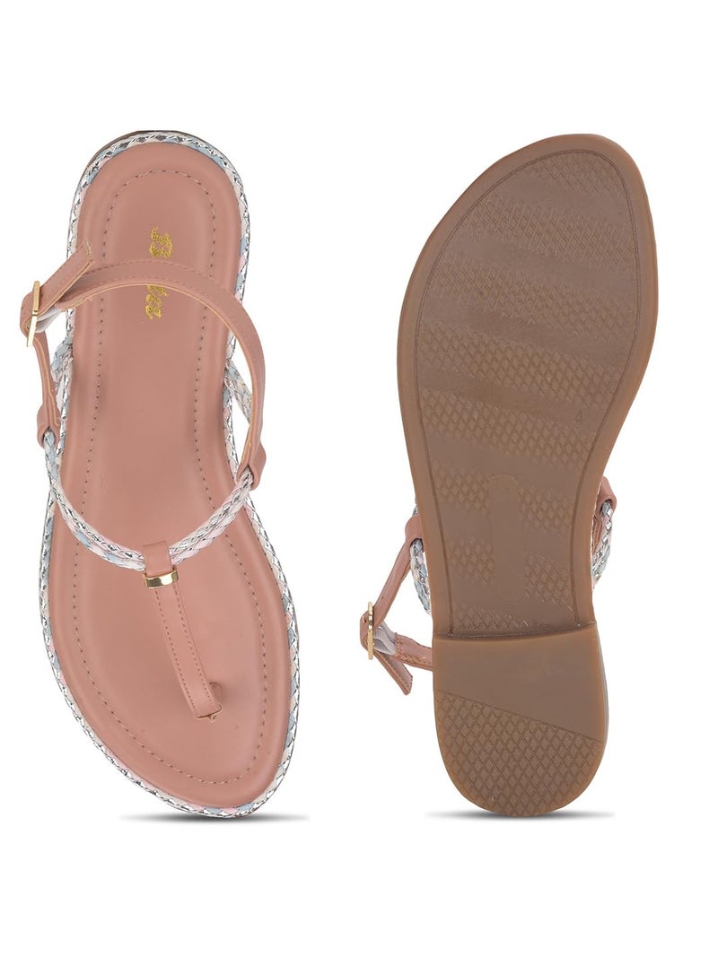 Bata Women Casual Flat Sandal - Beige (5 UK) - Image 4