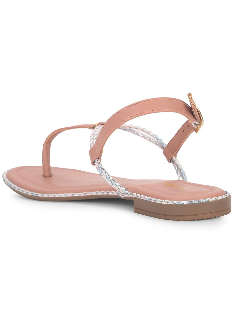 Bata Women Casual Flat Sandal - Beige (5 UK) - Image 3