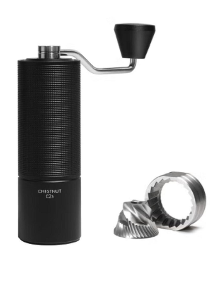 TIMEMORE Chestnut C2S Manual Coffee Grinder Stainless Steel S2C Conical Burr Coffee Grinder, Capacity 25g Hand Coffee Bean Grinder, Adjustable Grinder Setting, Double Bearing Positioning (Black) - Image 1