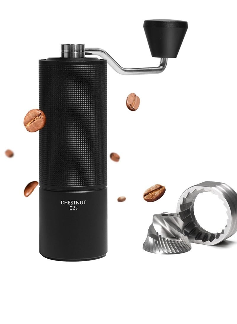 TIMEMORE Chestnut C2S Manual Coffee Grinder Stainless Steel S2C Conical Burr Coffee Grinder, Capacity 25g Hand Coffee Bean Grinder, Adjustable Grinder Setting, Double Bearing Positioning (Black) - Image 2