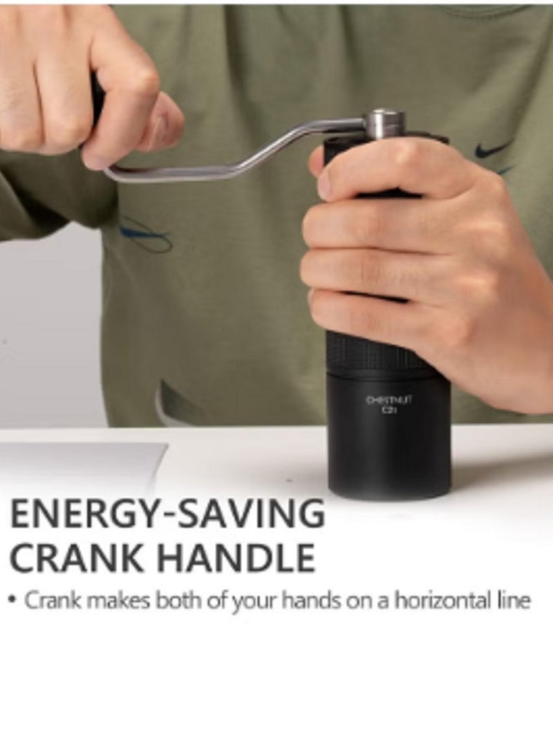 TIMEMORE Chestnut C2S Manual Coffee Grinder Stainless Steel S2C Conical Burr Coffee Grinder, Capacity 25g Hand Coffee Bean Grinder, Adjustable Grinder Setting, Double Bearing Positioning (Black) - Image 4