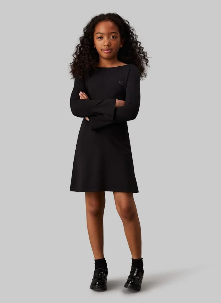 كالفن كلاين جينز PUNTO BOAT NECK LS DRESS