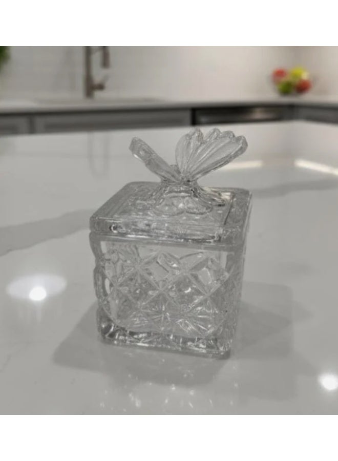 AKDC Glass Candy Pot – 7×7 cm Clear Glass Jar, Ideal for Candy, Dry Fruits, or Decorative Display - Image 1