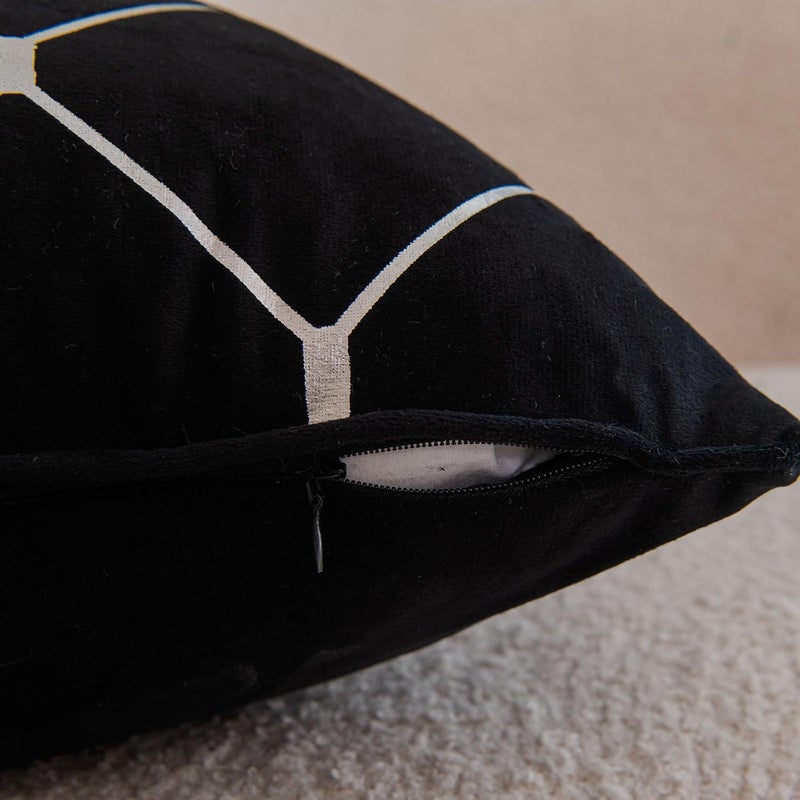 WACOMECO Silver Throw Pillow Covers, Pack of 2 Soft Velvet Decorative Cushion Covers for Couch Sofa Home Decoration, Black, 20x20 Inch - Image 3