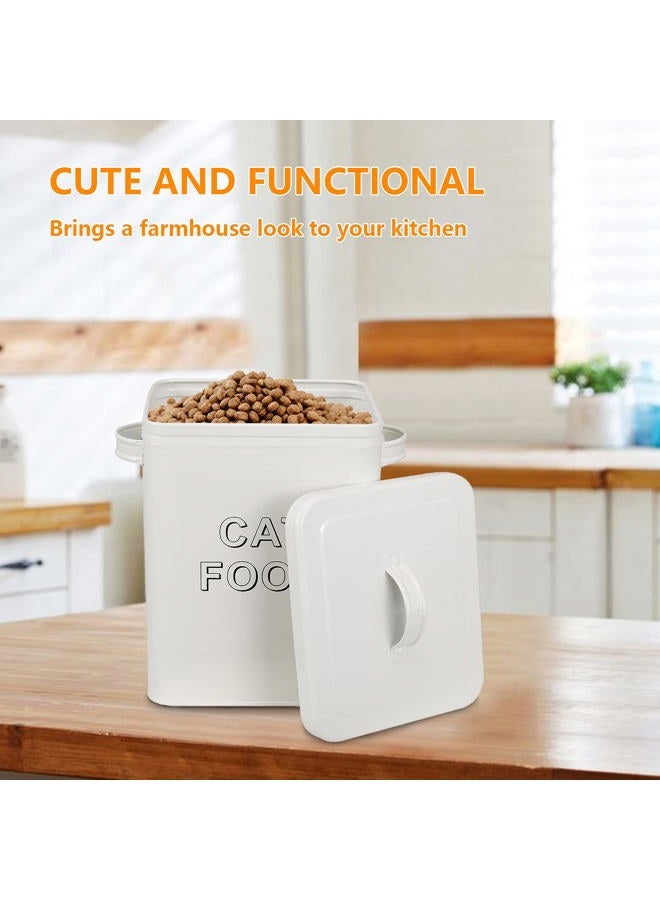 Morezi Cat Food Storage Container Farmhouse Pet Food Storage Containers with Lid and Scoop, Perfect Vintage Durable Canister Treats Tin for Kitchen Countertop, Shelf, Great Gift for Pet Owners - Cat Food - Image 3