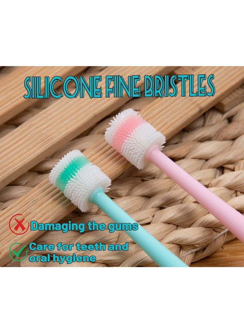 Small Dog  Cat Toothbrush 360 Degree Soft Silicone, Cat Dental Care, Toothbrush Holder, Easy to Handle, Independent Packaging, Extra Suction Cup, Light BlueLight Pink 2PCS - Image 3