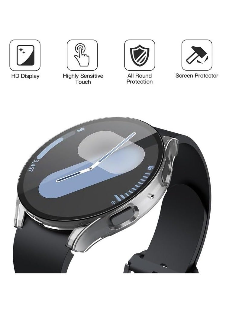 Hard PC Screen Protector Case for Samsung Galaxy Watch 7 44mm,Anti-Slip Ultra-thin Scratch Resistant Cover with Tempered Glass for Galaxy Watch7 44mm,Clear  - Image 2