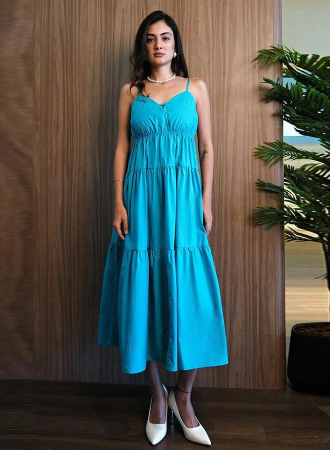 Virgio 100% Cotton Back Tie-Up Detail Tier Dress