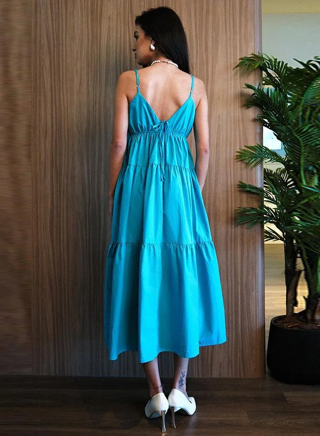 Virgio 100% Cotton Back Tie-Up Detail Tier Dress