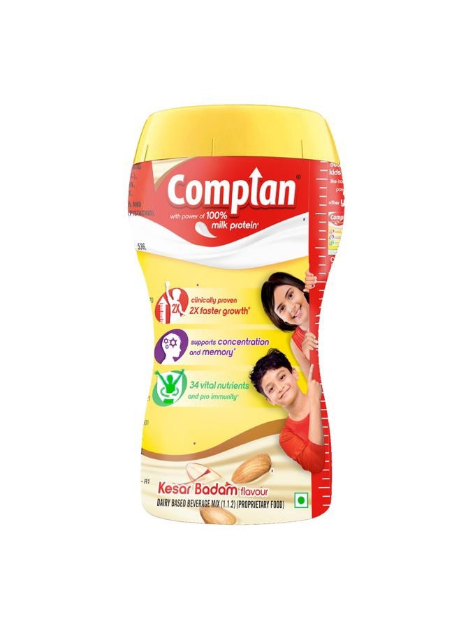 Complan Nutrition Drink Powder for Children, Kesar Badam Flavour, 500 g Jar | Nutrition drink for kids with protein & 34 vital nutrients - Image 1