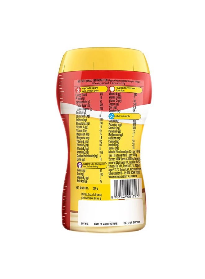 Complan Nutrition Drink Powder for Children, Kesar Badam Flavour, 500 g Jar | Nutrition drink for kids with protein & 34 vital nutrients - Image 2