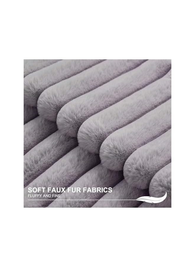 The Bros Throw Pillow Covers, 2 Pcs 45x45cm Plush Striped Couch Pillow Covers, Soft Fluffy Striped Decorative Pillow Covers, Cushion Cases for Sofa, Couch, Bedroom, Living Room (Grey) - Image 2