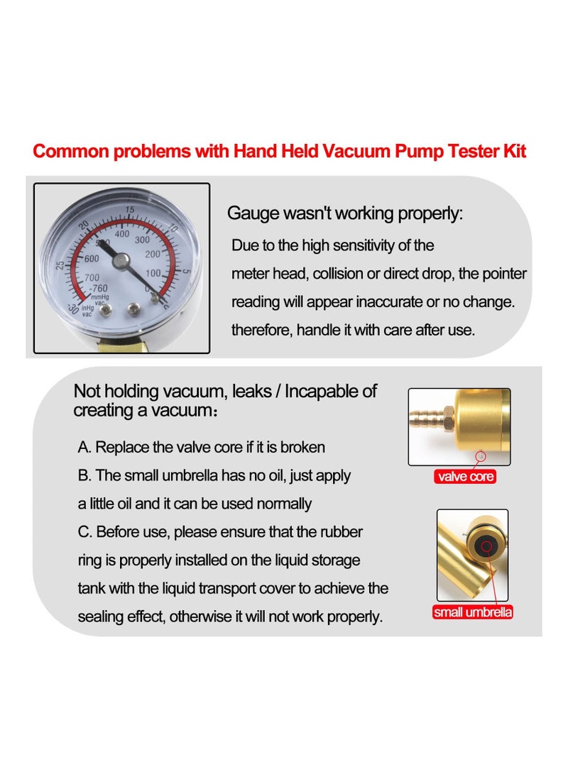 مجموعة اختبار مضخة التفريغ المحمولة باليد ، مقياس الفراغ ومجموعة نزيف الفرامل للسيارات مع حالة المحولات - Image 4