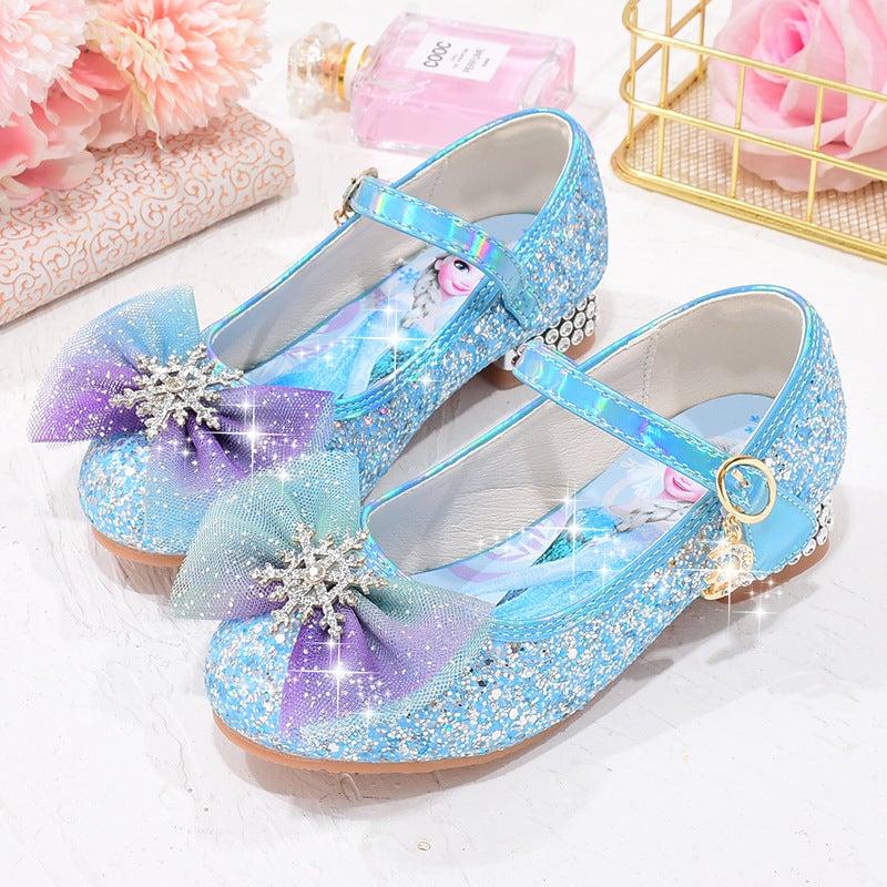 Girls'' High-Heeled Shoes 2026 Spring and Autumn Season Little Girl Leather Shoes Soft Sole Elsa Princess Shoes Children''s Crystal Shoes Single Shoes - Image 4