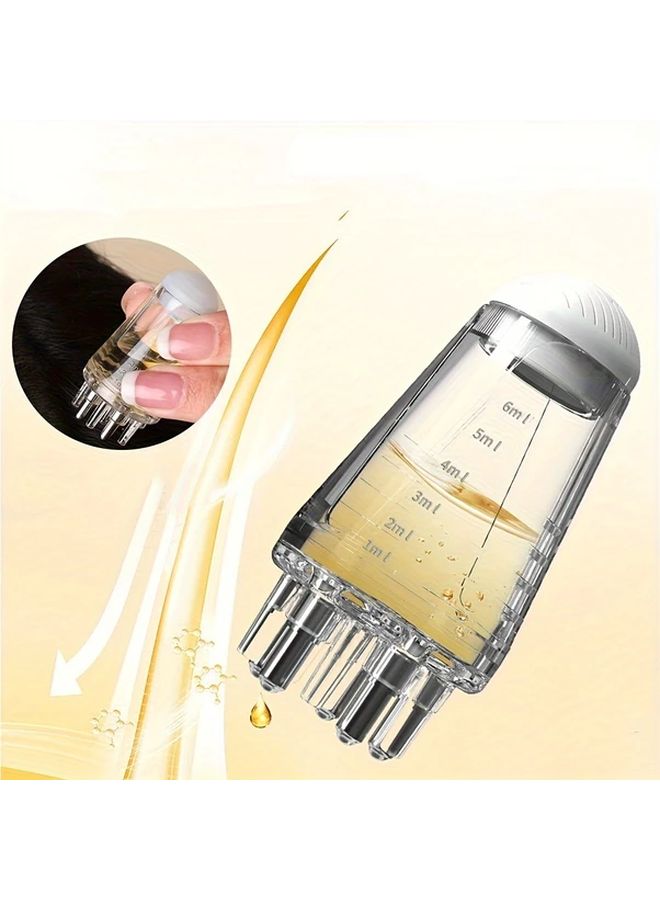 أمشاط تدليك فروة الرأس المحمولة 2 في 1 باللون الأبيض مع مشط تطبيق زيت الشعر للعناية بالقشرة - Image 3