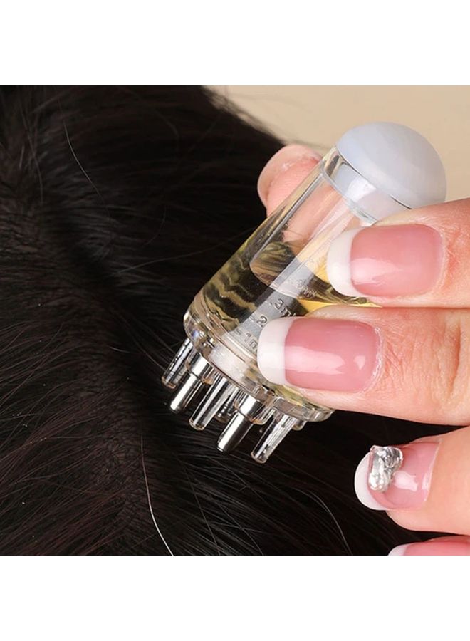 أمشاط تدليك فروة الرأس المحمولة 2 في 1 باللون الأبيض مع مشط تطبيق زيت الشعر للعناية بالقشرة - Image 2