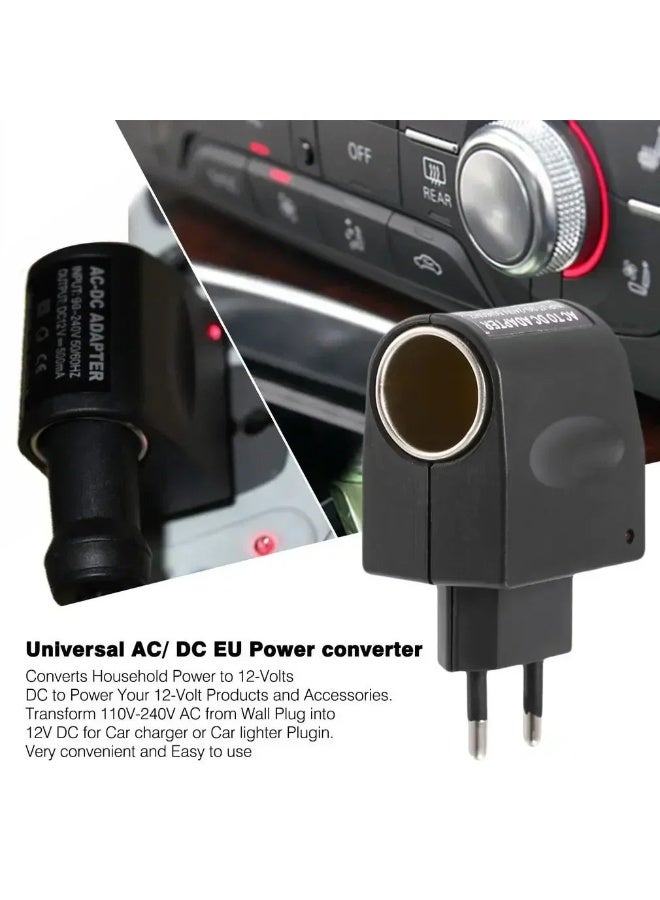 Household Power Converter (220V to 12V) - EU Plug to Car Cigarette Lighter Socket Adapter | Drive Your 12V Car Accessories & Devices Directly at Home | Compatible with Inflators, Vacuums, Chargers & Scanners. - Image 2