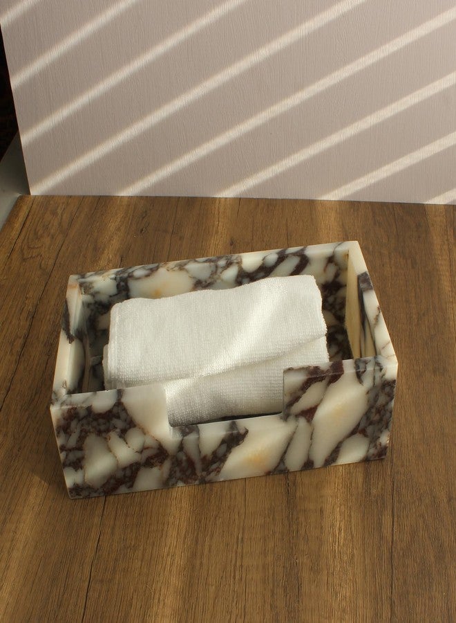Natust Natural Calacatta Viola Marble Napkin Holder, Guest Towel Holder, Paper Hand Basket for Bathroom/Kitchen/Restaurant - Image 4