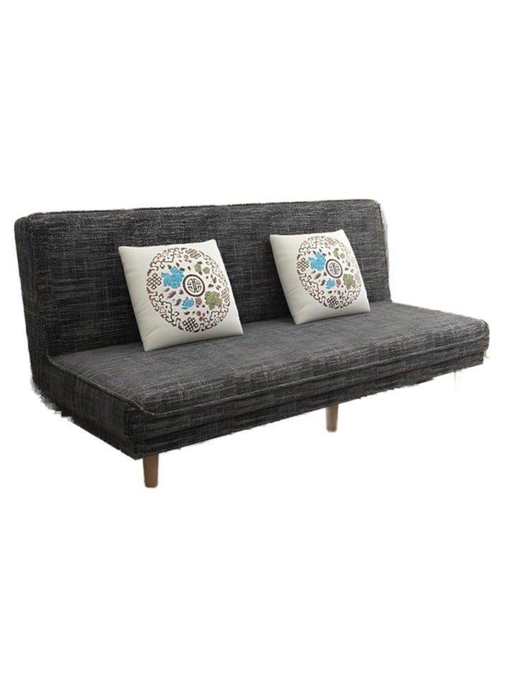 Tight Back Armless Convertible Cotton Blend Sofa Bed 180 X 70 X 80 Cm Heather Gray