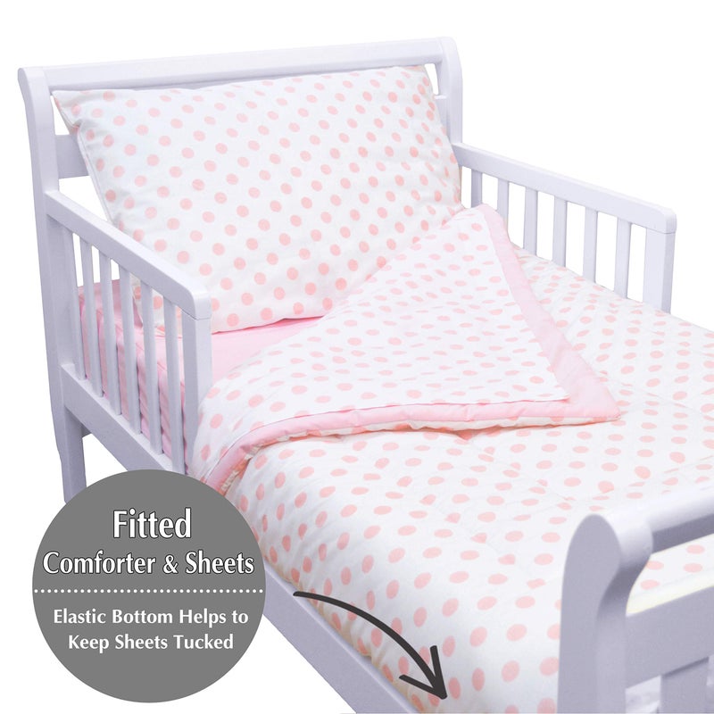 TL Care 100% Cotton Percale 4-Piece Toddler Bedding Set, Pink, for Girls - Image 4