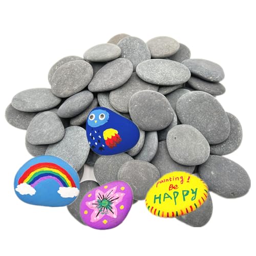 lifetop 50PCS Painting Rocks, Natural DIY Rocks Flat & Smooth Kindness Rocks for Arts, Crafts, Decoration, Medium & Small Rocks for Painting ，1.5"-3"Hand Picked for Painting Rocks - Image 1