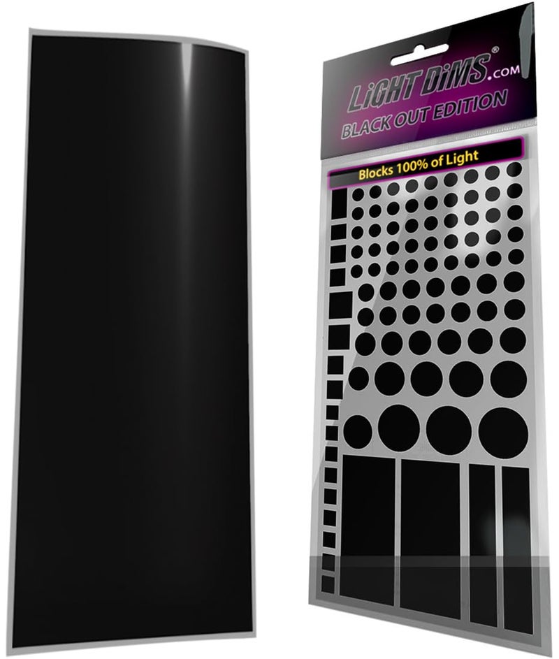 LIGHT DIMS LightDims Black Out Edition Light Blocking LED Covers (2 Sheets) Shapes & Uncut Sheet for Electronics & Appliances. Blocks 100% of Light, in Retail Packaging. - Image 1