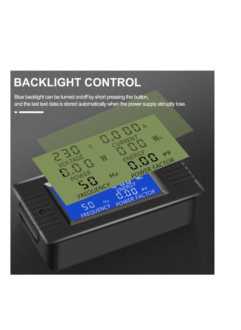 AC Power Meter, 80-260V 100A Voltage Current Color LCD Display Panel, Current Voltage Amperage Energy Meter Monitor, Digital Ammeter Voltmeter with Split Core Current Transformer CT, AC 100A Meter  - Image 3