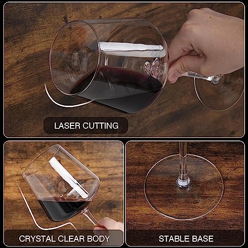 Yaschmo Wine Glasses Set of 4- Hand Blown Crystal, 18 oz Modern Glasses with Tall Stem for Red White Wine, Great Gift Packaging for Daily Use,Unique Wedding Anniversary or Birthday Gift - Image 4