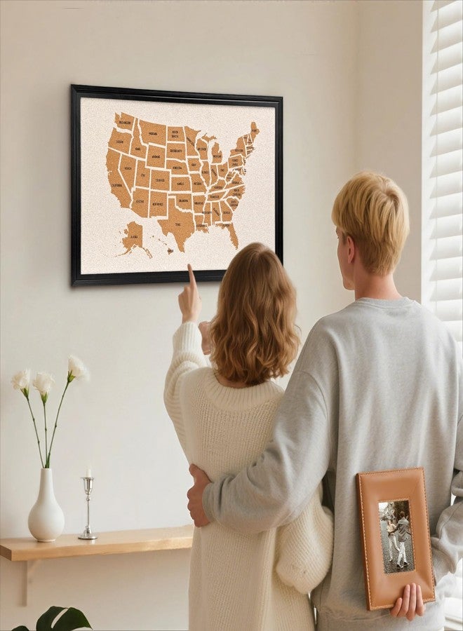 YCCYYCCY Wooden Frame Cork Board Map of The United State, 20" X 30" Bulletin Boards for Walls with 10 Pins, Travel Tracker Map for Office, School and Home (US-MAP,5075,D) - Image 4