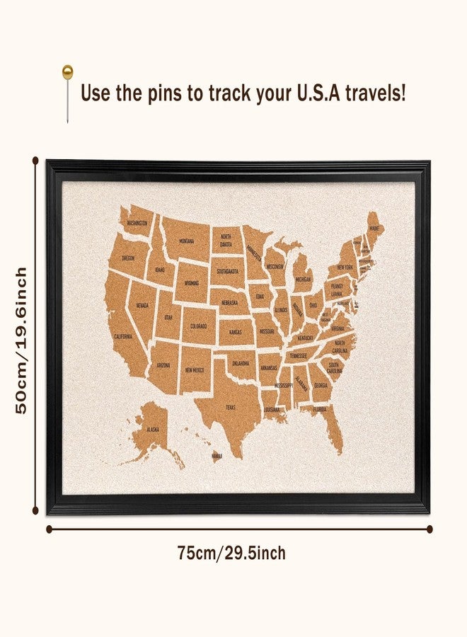 YCCYYCCY Wooden Frame Cork Board Map of The United State, 20" X 30" Bulletin Boards for Walls with 10 Pins, Travel Tracker Map for Office, School and Home (US-MAP,5075,D) - Image 2