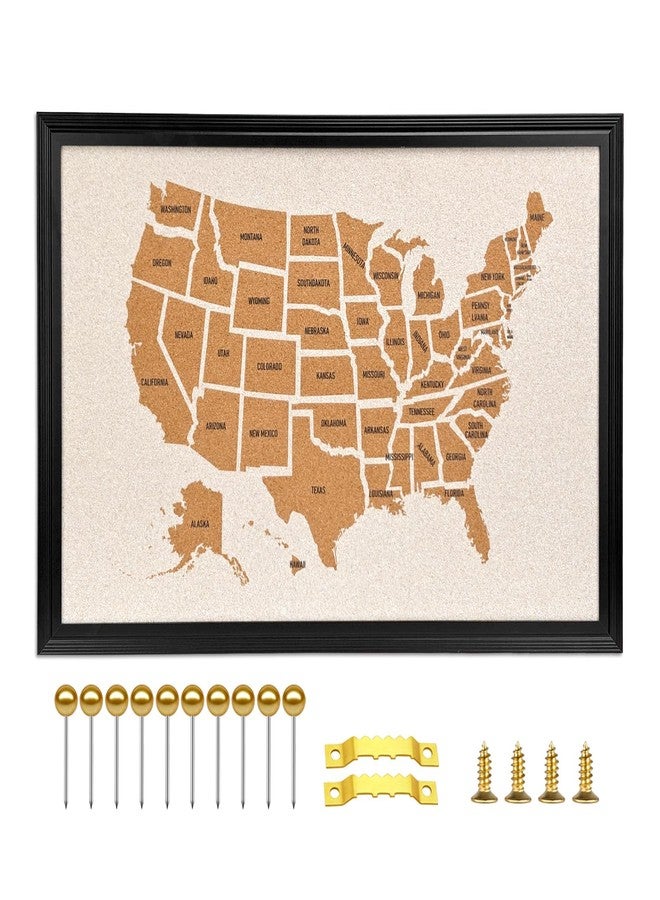 YCCYYCCY Wooden Frame Cork Board Map of The United State, 20" X 30" Bulletin Boards for Walls with 10 Pins, Travel Tracker Map for Office, School and Home (US-MAP,5075,D) - Image 1