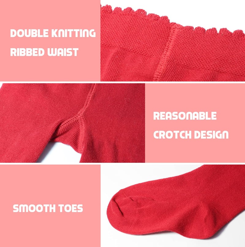 BEAR MUM Baby Girls' Seamless Organic Cotton Tights Red, Red, Size 6-12Month - Image 2