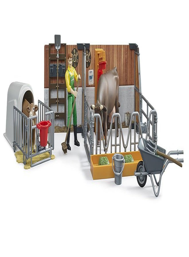 Bruder 62611 bworld Cow and Calf barn with Farmer - Image 5