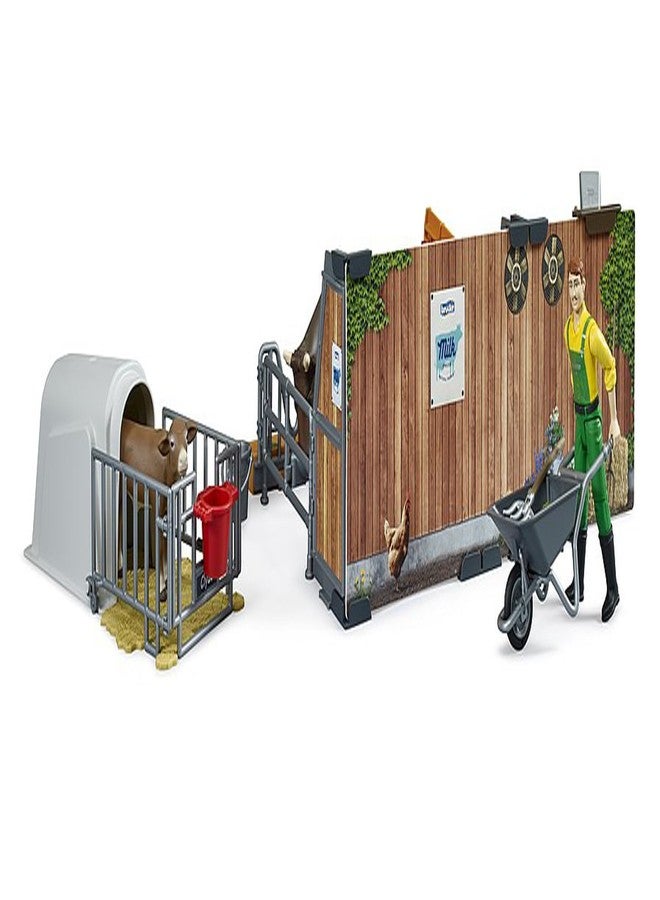 Bruder 62611 bworld Cow and Calf barn with Farmer - Image 4